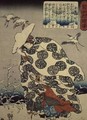 Tokiwa Gozen with her three children in the snow - Utagawa Kuniyoshi
