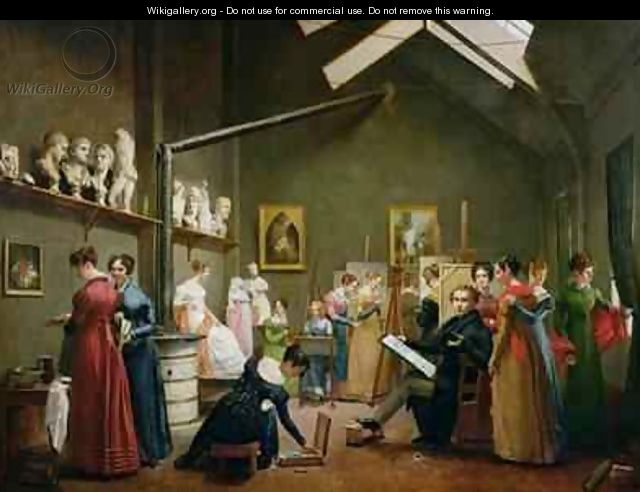 Interior of Alexandre Denis Abel de Pujols 1787-1861 Studio - Adrienne-Marie Grandpierre-Deverzy