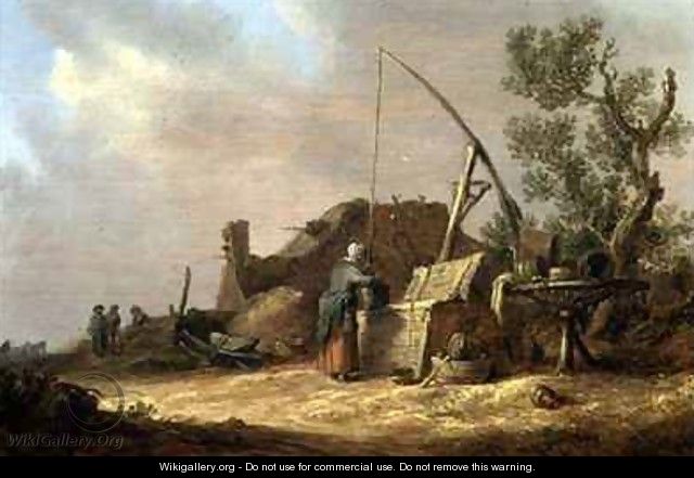Landscape with a woman at a well - Jan van Goyen
