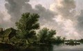 River Landscape with a Ferry - Jan van Goyen