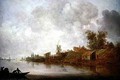 A river landscape with fishermen hauling their nets - Jan van Goyen