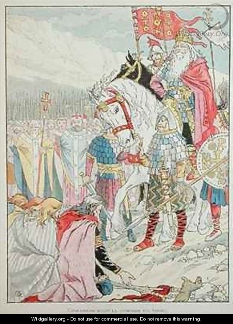 Charlemagne 742-814 receiving the submission of the Saxons in 777 - Eugene Grasset