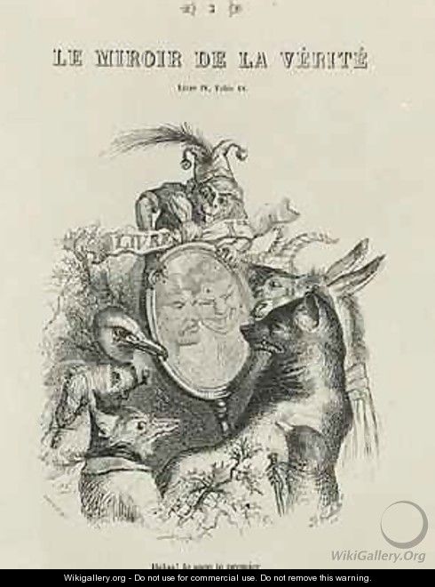 Title page for Fables by Jean Pierre Claris de Florian 1755-94 from Le Miroir de la Verite - (Jean Ignace Isidore Gerard) Grandville