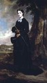 Young woman wearing a black riding habit and standing in a landscape - Sir Francis Grant