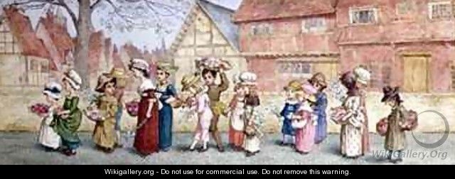 Procession of Sixteen Children Carrying Flowers - Kate Greenaway