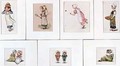 Collection of miniature watercolours of children playing - Kate Greenaway