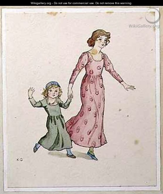 Two Little Girls in Party Dresses - Kate Greenaway