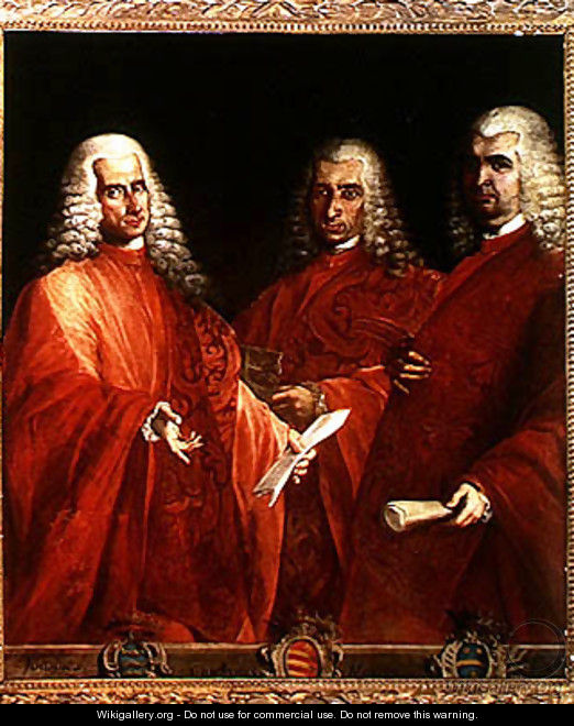 Portrait of Three Lawyers Giovanni Dolfin Gaetano Minotto and Lodovico Angarano - Vicenzo Guarana