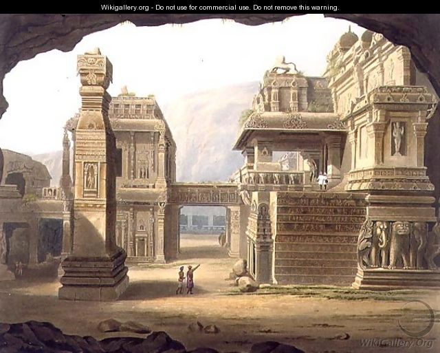 Great Excavated Temple at Ellora in 1813 - (after) Grindlay, Captain Robert M.