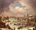 Winter landscape with a horse drawn sleigh - Jan Griffier