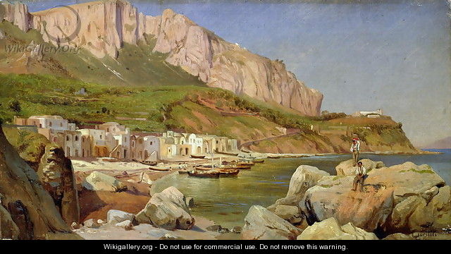 A Fishing Village at Capri - Louis Gurlitt