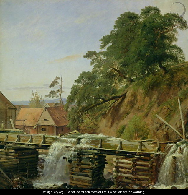 A Watermill in Christiania - Louis Gurlitt