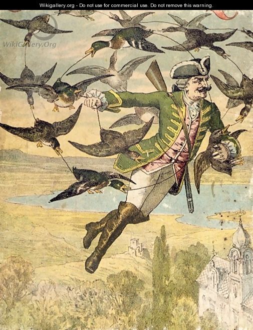 Illustration from The Adventures of Baron Munchausen Leipzig - Gustave Gutknecht