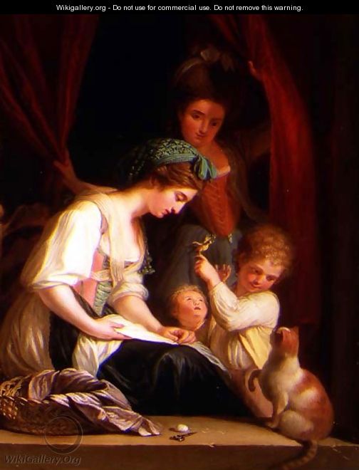 A Mother and her Children with a Nurse Behind - Ludwig Guttenbrunn