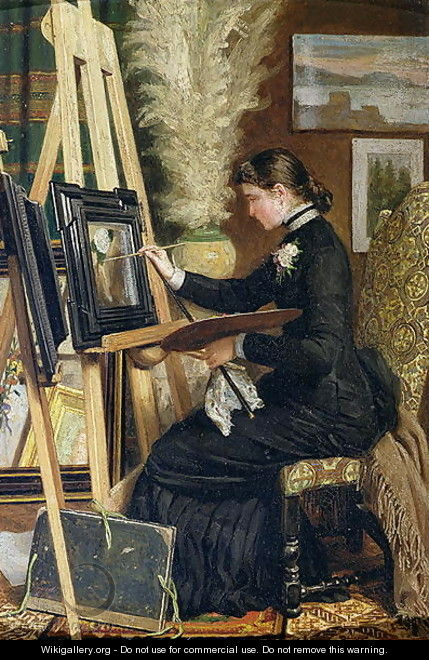 Portrait of Josephine Gillow painting at an easel - Guido Guidi