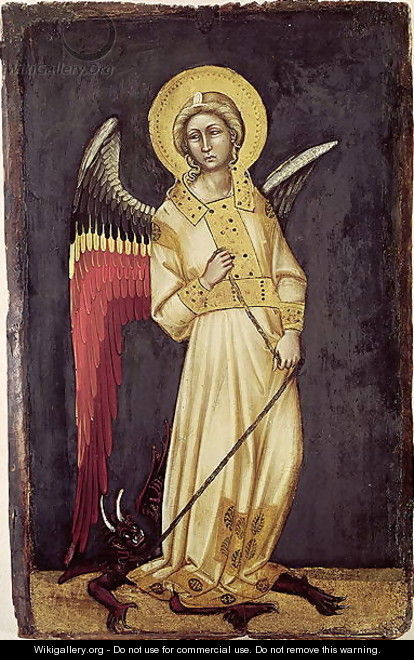 An Angel with a Demon on a Chain - Ridolfo di Arpo Guariento