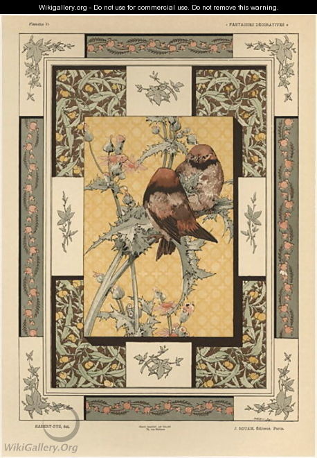 Birds plate 35 from Fantaisies decoratives - (after) Habert-Dys, Jules-Auguste