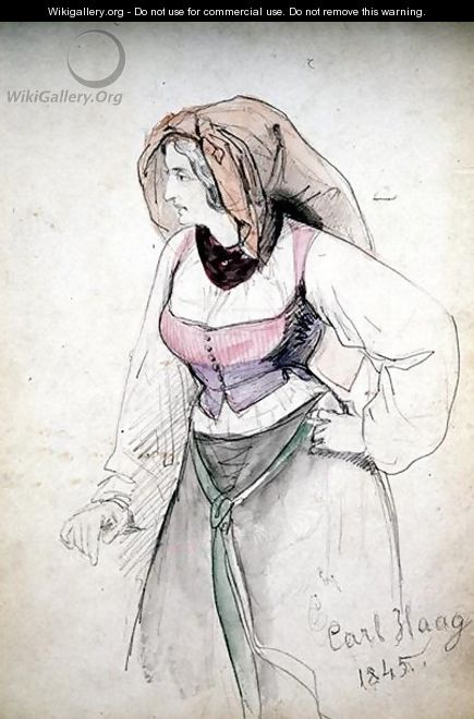 Study of a lady wearing an Italian costume - Carl Haag