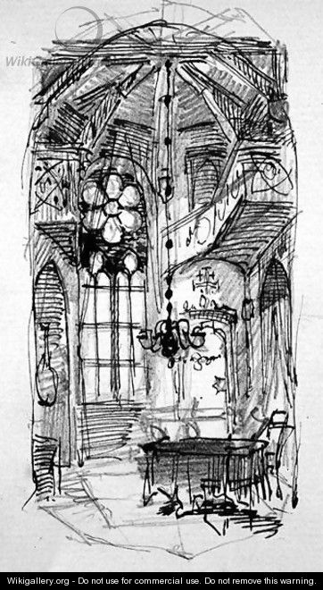 A sketch of the artists Oberwesel studio - Carl Haag