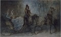 Elegant women in a horse draw carriage - Constantin Guys