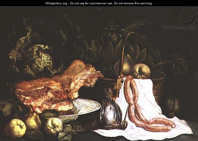 Still Life with Vegetables Meat Fruit and Game - Pieter Gysels