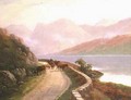 Drover with Cows by Lake Buttermere Evening - H.R. Hall