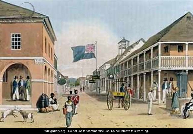 View of Harbour Street Kingston Jamaica from A Picturesque Tour of the Island of Jamaica - James Hakewill