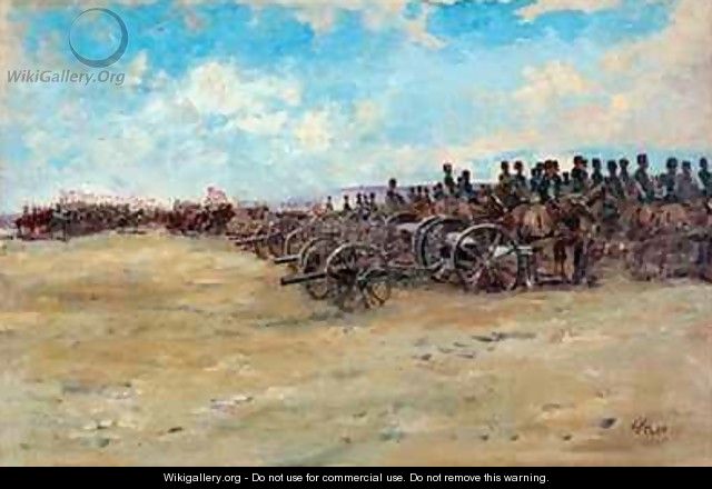 Royal Horse Artillery and Lancers waiting to move off - Edward Matthew Hale