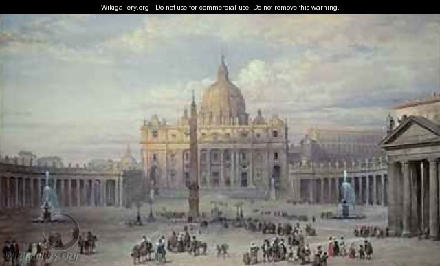 Exterior of St Peters Rome from the Piazza - Louis Haghe