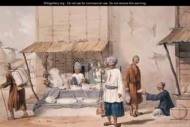 A Falloden Stall with Huzzarehs carrying snow etc to market - Louis Hague