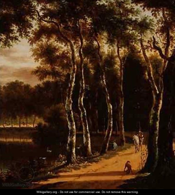 An Avenue of Birches Beside a River - Jan Hackaert