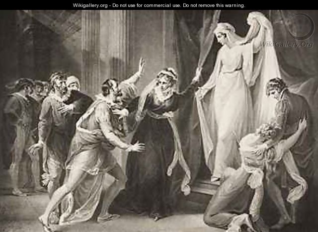 A chapel in Paulinas house Act V Scene III from The Winters Tale from The Boydell Shakespeare Gallery - William Hamilton