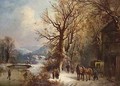 Coach and Horses in a Snowy Landscape - Guido Hampe