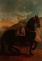A Black Horse sporting a Spanish Saddle - Johann Georg Hamilton