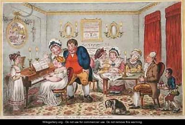 Farmer Giles and his Wife showing off their daughter Betty to their neighbours on her return from school - James Gillray