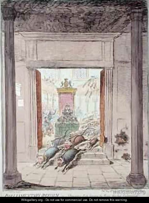 Parliamentary Reform or Opposition Rats leaving the House they had Undermined - James Gillray