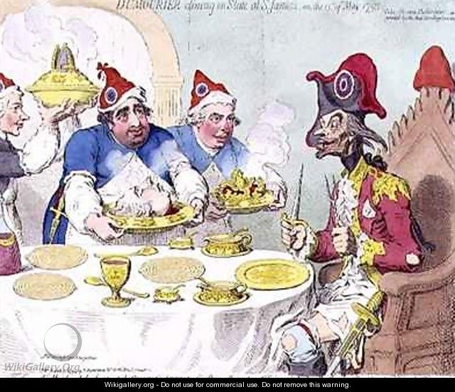 Dumourier dining in State at St Jamess on the 15th May 1793 2 - James Gillray