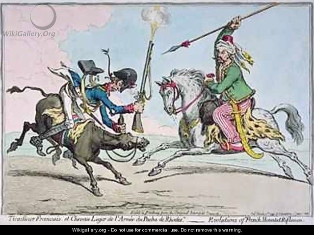 Tirailleur Francais et Chevau leger de lArmee de Pacha de Rhodes - James Gillray