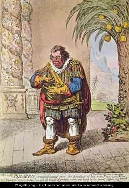 Caricature of Pizarro contemplating the product of his new Peruvian mine - James Gillray