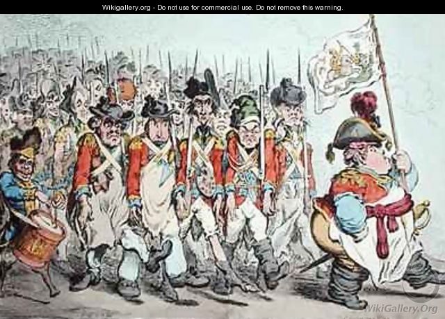 Supplementary Militia Turning out for Twenty Days Amusement or The French invade us hay damme whos afraid - James Gillray