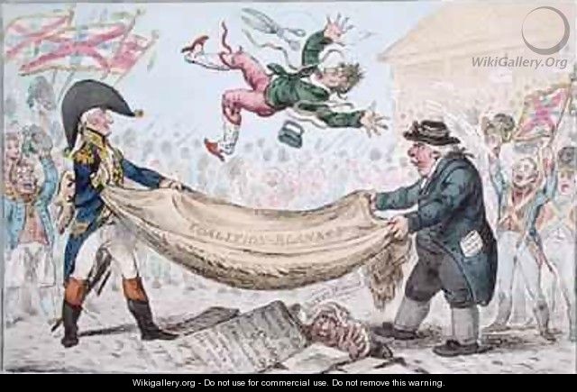The high flying Candidate ie Little Paul Goose mounting from a Blanket - James Gillray