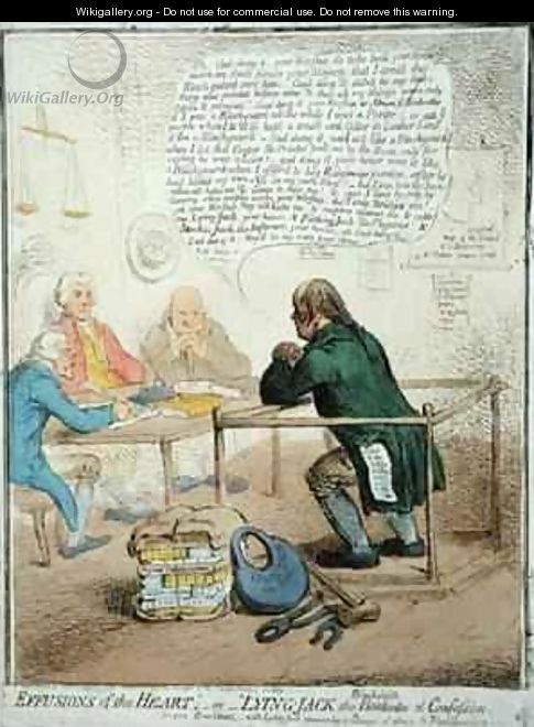 Effusions of the Heart or Lying Jack the Blacksmith at Confession 2 - James Gillray