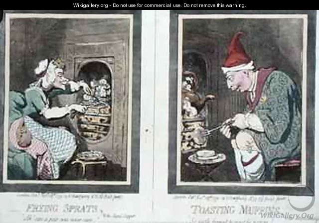 Frying Sprats or Royal Supper and Toasting Muffins or Royal Breakfast - James Gillray
