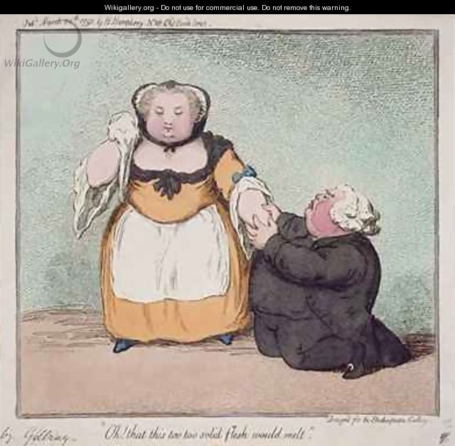 Oh that this too too solid flesh would melt quotation from Hamlet Act I Scene I designed for the Shakespeare Gallery - James Gillray