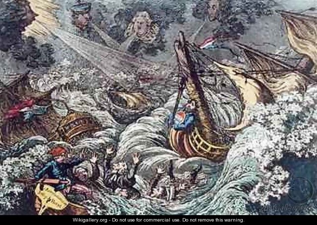 End of the Irish Invasion or The Destruction of the French Armada - James Gillray
