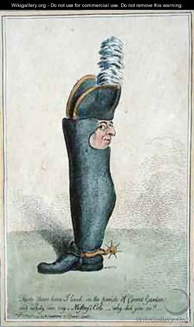 Cartoon depicting Colonel Justly Watson with the body of a boot - James Gillray