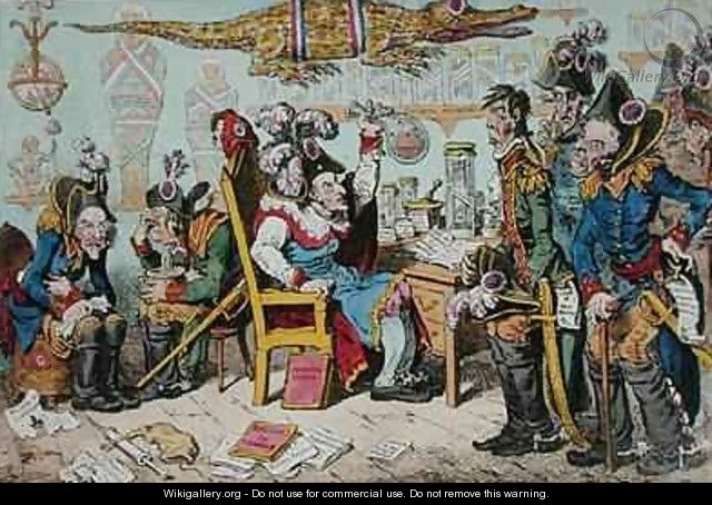 French Generals Retiring on account of their health with Lepaux presiding in the Directorial Dispensary - James Gillray