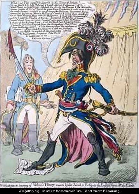 Buonaparte hearing of Nelsons Victory swears by his Sword to Extirpate the English from off the Earth - James Gillray