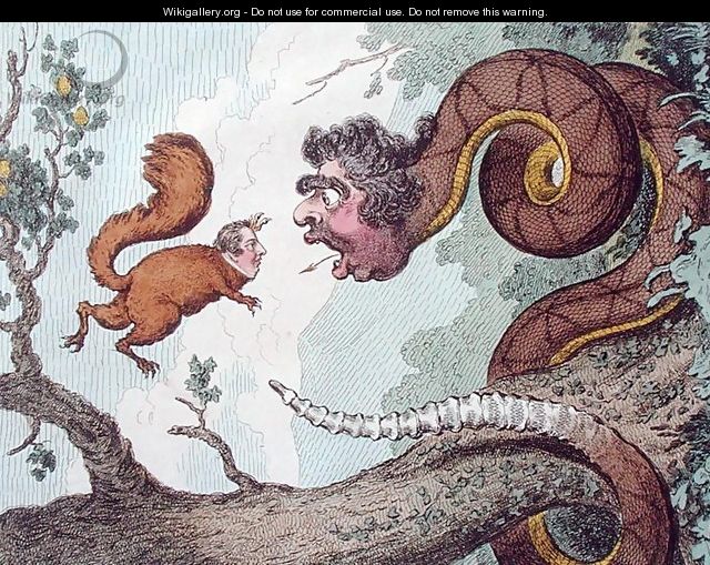 The Republican Rattle Snake fascinating the Bedford Squirrel - James Gillray