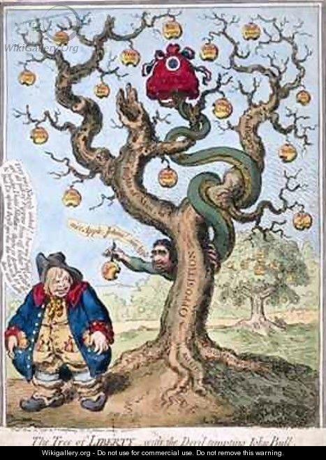 The Tree of Liberty with the Devil Tempting John Bull - James Gillray